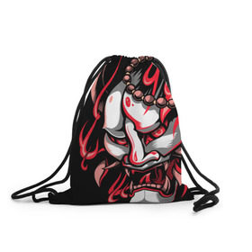 Рюкзак-мешок 3D с принтом Демон Они в Петрозаводске, 100% полиэстер | плотность ткани — 200 г/м2, размер — 35 х 45 см; лямки — толстые шнурки, застежка на шнуровке, без карманов и подкладки | demon | demons | japan | manga | oni | китай | манга | мифология