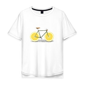 Мужская футболка хлопок Oversize с принтом Велосипед в Петрозаводске, 100% хлопок | свободный крой, круглый ворот, “спинка” длиннее передней части | bike | вело | велосипед | лимон