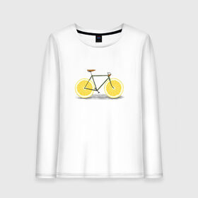 Женский лонгслив хлопок с принтом Велосипед в Петрозаводске, 100% хлопок |  | bike | вело | велосипед | лимон