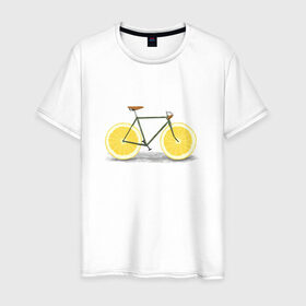 Мужская футболка хлопок с принтом Велосипед в Петрозаводске, 100% хлопок | прямой крой, круглый вырез горловины, длина до линии бедер, слегка спущенное плечо. | bike | вело | велосипед | лимон