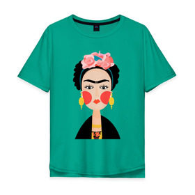 Мужская футболка хлопок Oversize с принтом Фрида Кало в Петрозаводске, 100% хлопок | свободный крой, круглый ворот, “спинка” длиннее передней части | frida kahlo de rivera | фрида кало