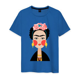 Мужская футболка хлопок с принтом Фрида Кало в Петрозаводске, 100% хлопок | прямой крой, круглый вырез горловины, длина до линии бедер, слегка спущенное плечо. | Тематика изображения на принте: frida kahlo de rivera | фрида кало