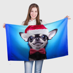 Флаг 3D с принтом рождество в Петрозаводске, 100% полиэстер | плотность ткани — 95 г/м2, размер — 67 х 109 см. Принт наносится с одной стороны | dog | happy new year | бантик | взгляд | глаза | новый год | пинчер | праздник | санта клаус | собака | той терьер