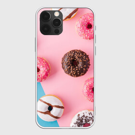 Чехол для iPhone 12 Pro с принтом пончики в Петрозаводске, силикон | область печати: задняя сторона чехла, без боковых панелей | candy | еда | конфеты | пончики | сладости