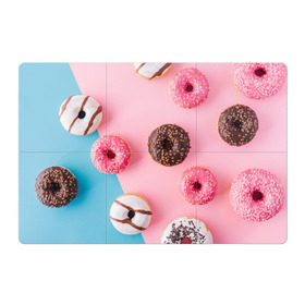 Магнитный плакат 3Х2 с принтом пончики в Петрозаводске, Полимерный материал с магнитным слоем | 6 деталей размером 9*9 см | candy | еда | конфеты | пончики | сладости