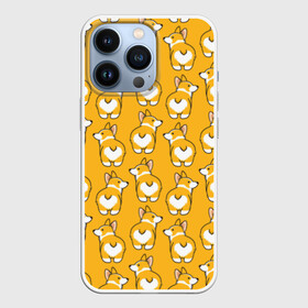 Чехол для iPhone 13 Pro с принтом Корги Паттерн в Петрозаводске,  |  | друг человека | мимими | оранжевый | пес | попка | собака