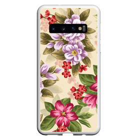 Чехол для Samsung Galaxy S10 с принтом Цветы в Петрозаводске, Силикон | Область печати: задняя сторона чехла, без боковых панелей | букет | георгин | гладиолус | нежный | пастель | роза | ромашка