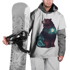 Накидка на куртку 3D с принтом Дух природы в Петрозаводске, 100% полиэстер |  | bear | pooh | win dooh | winnie | винни | дикий | зверь | медведь | пух | символ