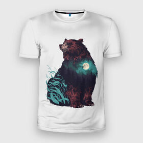 Мужская футболка 3D спортивная с принтом Дух природы в Петрозаводске, 100% полиэстер с улучшенными характеристиками | приталенный силуэт, круглая горловина, широкие плечи, сужается к линии бедра | bear | pooh | win dooh | winnie | винни | дикий | зверь | медведь | пух | символ