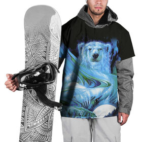 Накидка на куртку 3D с принтом Мишка на Севере в Петрозаводске, 100% полиэстер |  | bear | pooh | win dooh | winnie | арктика | винни | дикий | зверь | медведь | пух | север | символ | снег