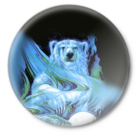 Значок с принтом Мишка на Севере в Петрозаводске,  металл | круглая форма, металлическая застежка в виде булавки | bear | pooh | win dooh | winnie | арктика | винни | дикий | зверь | медведь | пух | север | символ | снег