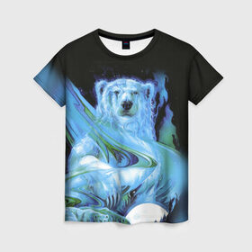 Женская футболка 3D с принтом Мишка на Севере в Петрозаводске, 100% полиэфир ( синтетическое хлопкоподобное полотно) | прямой крой, круглый вырез горловины, длина до линии бедер | bear | pooh | win dooh | winnie | арктика | винни | дикий | зверь | медведь | пух | север | символ | снег