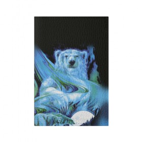 Обложка для паспорта матовая кожа с принтом Мишка на Севере в Петрозаводске, натуральная матовая кожа | размер 19,3 х 13,7 см; прозрачные пластиковые крепления | bear | pooh | win dooh | winnie | арктика | винни | дикий | зверь | медведь | пух | север | символ | снег