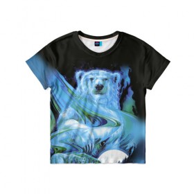 Детская футболка 3D с принтом Мишка на Севере в Петрозаводске, 100% гипоаллергенный полиэфир | прямой крой, круглый вырез горловины, длина до линии бедер, чуть спущенное плечо, ткань немного тянется | bear | pooh | win dooh | winnie | арктика | винни | дикий | зверь | медведь | пух | север | символ | снег