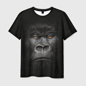 Мужская футболка 3D с принтом Горилла 3D в Петрозаводске, 100% полиэфир | прямой крой, круглый вырез горловины, длина до линии бедер | Тематика изображения на принте: горилла | животные | обезьянка
