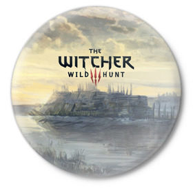 Значок с принтом The Witcher 3: Wild Hunt в Петрозаводске,  металл | круглая форма, металлическая застежка в виде булавки | wild hunt | witcher | арбалет | ведьмак 3 | геральт | дикая | магия | охота | сказка | сфера | фэнтези | цири