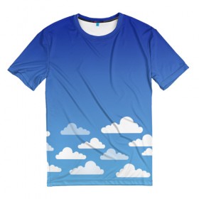 Мужская футболка 3D с принтом clouds в Петрозаводске, 100% полиэфир | прямой крой, круглый вырез горловины, длина до линии бедер | 