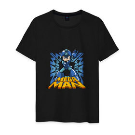 Мужская футболка хлопок с принтом Megaman в Петрозаводске, 100% хлопок | прямой крой, круглый вырез горловины, длина до линии бедер, слегка спущенное плечо. | 