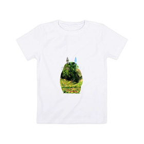 Детская футболка хлопок с принтом Тоторо в Петрозаводске, 100% хлопок | круглый вырез горловины, полуприлегающий силуэт, длина до линии бедер | art | hayao miyazaki | mei kusakabe | tonari no totoro | берлога | лапа | лес | мой сосед тоторо | хаяо миядзаки