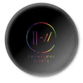 Значок с принтом TWENTY ONE PILOTS TOP в Петрозаводске,  металл | круглая форма, металлическая застежка в виде булавки | 21 pilots | 21p | music | rock | top | trench | twenty one pilots | группа | музыка | рок