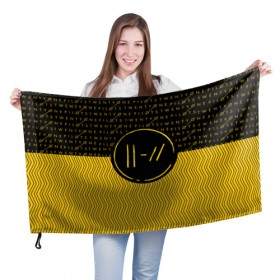 Флаг 3D с принтом TWENTY ONE PILOTS TOP в Петрозаводске, 100% полиэстер | плотность ткани — 95 г/м2, размер — 67 х 109 см. Принт наносится с одной стороны | 21 pilots | 21p | music | rock | top | trench | twenty one pilots | группа | музыка | рок