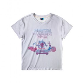 Детская футболка 3D с принтом Ready Player One - delorean в Петрозаводске, 100% гипоаллергенный полиэфир | прямой крой, круглый вырез горловины, длина до линии бедер, чуть спущенное плечо, ткань немного тянется | Тематика изображения на принте: 