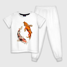 Детская пижама хлопок с принтом Инь-Ян в Петрозаводске, 100% хлопок |  брюки и футболка прямого кроя, без карманов, на брюках мягкая резинка на поясе и по низу штанин
 | арт | вода | знаки | золото | инь ян | магия | рыбы | символы | сом