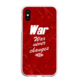 Чехол для iPhone XS Max матовый с принтом WAR NEVER CHANGES в Петрозаводске, Силикон | Область печати: задняя сторона чехла, без боковых панелей | 101 | 111 | 76 | atom cats | bethesda | brotherhood of steel | fallout | nuka cola | outcast | tunnel snakes | vault | war | братство стали | бункер | война | убежище | фолаут | фоллаут | ядеркола