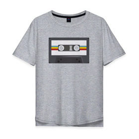 Мужская футболка хлопок Oversize с принтом Компакт-кассета в Петрозаводске, 100% хлопок | свободный крой, круглый ворот, “спинка” длиннее передней части | 90 е | арт | аудиокассета | дизайн | компакт кассета | магнитола | музыка | ретро