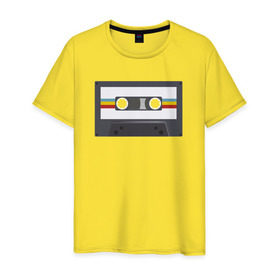 Мужская футболка хлопок с принтом Компакт-кассета в Петрозаводске, 100% хлопок | прямой крой, круглый вырез горловины, длина до линии бедер, слегка спущенное плечо. | 90 е | арт | аудиокассета | дизайн | компакт кассета | магнитола | музыка | ретро
