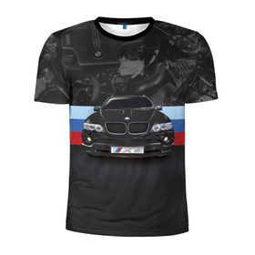 Мужская футболка 3D спортивная с принтом BMW X5 в Петрозаводске, 100% полиэстер с улучшенными характеристиками | приталенный силуэт, круглая горловина, широкие плечи, сужается к линии бедра | bmw | bmw x5 | x5 | автомобиль | бмв | бмв х5 | бмвешка | бэха | машина | тачка | х5
