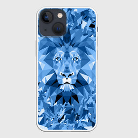 Чехол для iPhone 13 mini с принтом Сине бело голубой лев в Петрозаводске,  |  | Тематика изображения на принте: fczp | spb | zenit | белый | геометрия | зенит | питер | санкт петербург | синий | спб | треугольники