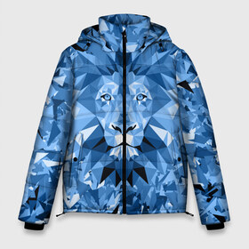 Мужская зимняя куртка 3D с принтом Сине-бело-голубой лев в Петрозаводске, верх — 100% полиэстер; подкладка — 100% полиэстер; утеплитель — 100% полиэстер | длина ниже бедра, свободный силуэт Оверсайз. Есть воротник-стойка, отстегивающийся капюшон и ветрозащитная планка. 

Боковые карманы с листочкой на кнопках и внутренний карман на молнии. | Тематика изображения на принте: fczp | spb | zenit | белый | геометрия | зенит | питер | санкт петербург | синий | спб | треугольники