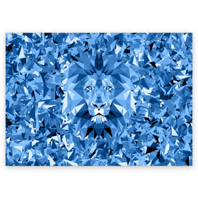 Поздравительная открытка с принтом Сине-бело-голубой лев в Петрозаводске, 100% бумага | плотность бумаги 280 г/м2, матовая, на обратной стороне линовка и место для марки
 | fczp | spb | zenit | белый | геометрия | зенит | питер | санкт петербург | синий | спб | треугольники