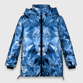 Женская зимняя куртка 3D с принтом Сине-бело-голубой лев в Петрозаводске, верх — 100% полиэстер; подкладка — 100% полиэстер; утеплитель — 100% полиэстер | длина ниже бедра, силуэт Оверсайз. Есть воротник-стойка, отстегивающийся капюшон и ветрозащитная планка. 

Боковые карманы с листочкой на кнопках и внутренний карман на молнии | fczp | spb | zenit | белый | геометрия | зенит | питер | санкт петербург | синий | спб | треугольники