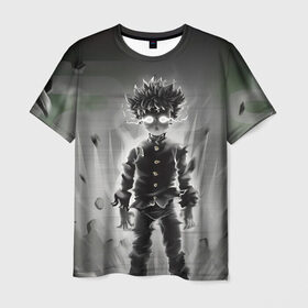 Мужская футболка 3D с принтом Mob Psycho в Петрозаводске, 100% полиэфир | прямой крой, круглый вырез горловины, длина до линии бедер | Тематика изображения на принте: anime | mob psycho 100 | shigeo kageyama | аниме | моб психо 100