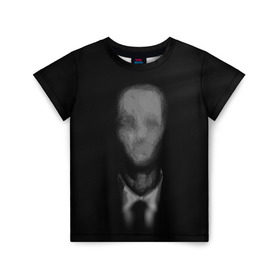 Детская футболка 3D с принтом Slender (1) в Петрозаводске, 100% гипоаллергенный полиэфир | прямой крой, круглый вырез горловины, длина до линии бедер, чуть спущенное плечо, ткань немного тянется | cry | game | horror | man | slender | игра | приведения | слендер | ужас | хоррор