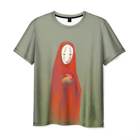 Мужская футболка 3D с принтом Унесенные призраками в Петрозаводске, 100% полиэфир | прямой крой, круглый вырез горловины, длина до линии бедер | spirited away | аниме | безликий | унесённые призраками | хаяо миядзаки