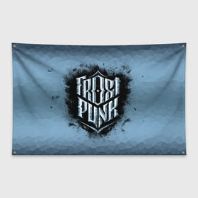 Флаг-баннер с принтом Frostpunk Logo в Петрозаводске, 100% полиэстер | размер 67 х 109 см, плотность ткани — 95 г/м2; по краям флага есть четыре люверса для крепления | frost punk | frostpunk | фрост панк | фростпанк