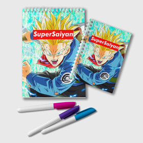 Блокнот с принтом Super Saiyan в Петрозаводске, 100% бумага | 48 листов, плотность листов — 60 г/м2, плотность картонной обложки — 250 г/м2. Листы скреплены удобной пружинной спиралью. Цвет линий — светло-серый
 | Тематика изображения на принте: anime | dragon ball | аниме | гоку | драгон бол | дракона жемчуг