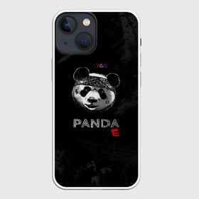 Чехол для iPhone 13 mini с принтом Cygo   panda E в Петрозаводске,  |  | cygo | panda e | rap | бандана | гепард | голова | леонид вакальчук | медведь | мы бежим с тобой как будто от гепарда | надпись | панда е | реп | репер | рэп | рэпер | сайго | суго | цуго