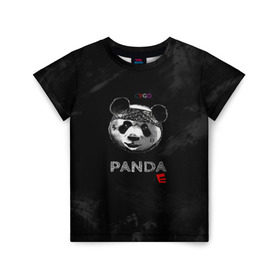 Детская футболка 3D с принтом Cygo - panda E в Петрозаводске, 100% гипоаллергенный полиэфир | прямой крой, круглый вырез горловины, длина до линии бедер, чуть спущенное плечо, ткань немного тянется | Тематика изображения на принте: cygo | panda e | rap | бандана | гепард | голова | леонид вакальчук | медведь | мы бежим с тобой как будто от гепарда | надпись | панда е | реп | репер | рэп | рэпер | сайго | суго | цуго