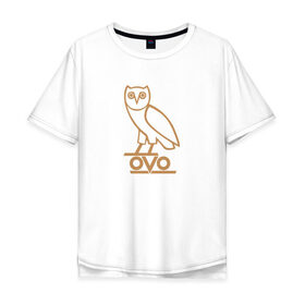 Мужская футболка хлопок Oversize с принтом OVO owl в Петрозаводске, 100% хлопок | свободный крой, круглый ворот, “спинка” длиннее передней части | drake | hotlinebling | more life | ovo | sixgod | дрейк