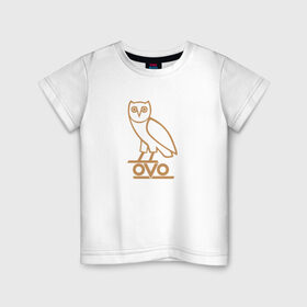Детская футболка хлопок с принтом OVO owl в Петрозаводске, 100% хлопок | круглый вырез горловины, полуприлегающий силуэт, длина до линии бедер | drake | hotlinebling | more life | ovo | sixgod | дрейк