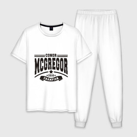 Мужская пижама хлопок с принтом Conor McGregor в Петрозаводске, 100% хлопок | брюки и футболка прямого кроя, без карманов, на брюках мягкая резинка на поясе и по низу штанин
 | conor | mcgregor | mma | ufc | конор | макгрегор