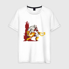 Мужская футболка хлопок с принтом God of War (8-bit) в Петрозаводске, 100% хлопок | прямой крой, круглый вырез горловины, длина до линии бедер, слегка спущенное плечо. | 