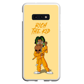 Чехол для Samsung S10E с принтом Rich The Kid в Петрозаводске, Силикон | Область печати: задняя сторона чехла, без боковых панелей | freshman | kid | plug | rap | rich | the | walk | богатый | волк | зе кид | инопланетянин | нло | плаг | ребенок | репер | рич | рэп | рэпер | фрешмен