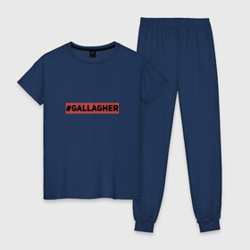 Женская пижама хлопок с принтом #Gallagher в Петрозаводске, 100% хлопок | брюки и футболка прямого кроя, без карманов, на брюках мягкая резинка на поясе и по низу штанин | gallagher | shameless | бесстыжие | галлагер
