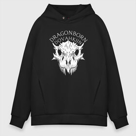 Мужское худи Oversize хлопок с принтом DRAGONBORN DOVAHKIIN в Петрозаводске, френч-терри — 70% хлопок, 30% полиэстер. Мягкий теплый начес внутри —100% хлопок | боковые карманы, эластичные манжеты и нижняя кромка, капюшон на магнитной кнопке | Тематика изображения на принте: dovahkiin | dragonborn | fus ro dah | royal play | rpg | skyrim | tes | tes online | the elder scrolls | война | докавин | компьютерные игры | рпг