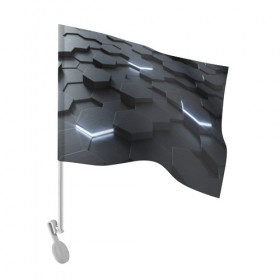 Флаг для автомобиля с принтом НАНО СОТЫ в Петрозаводске, 100% полиэстер | Размер: 30*21 см | abstract | abstraction | comb | texture | абстракция | бронь | соты | стальные соты | текстуры